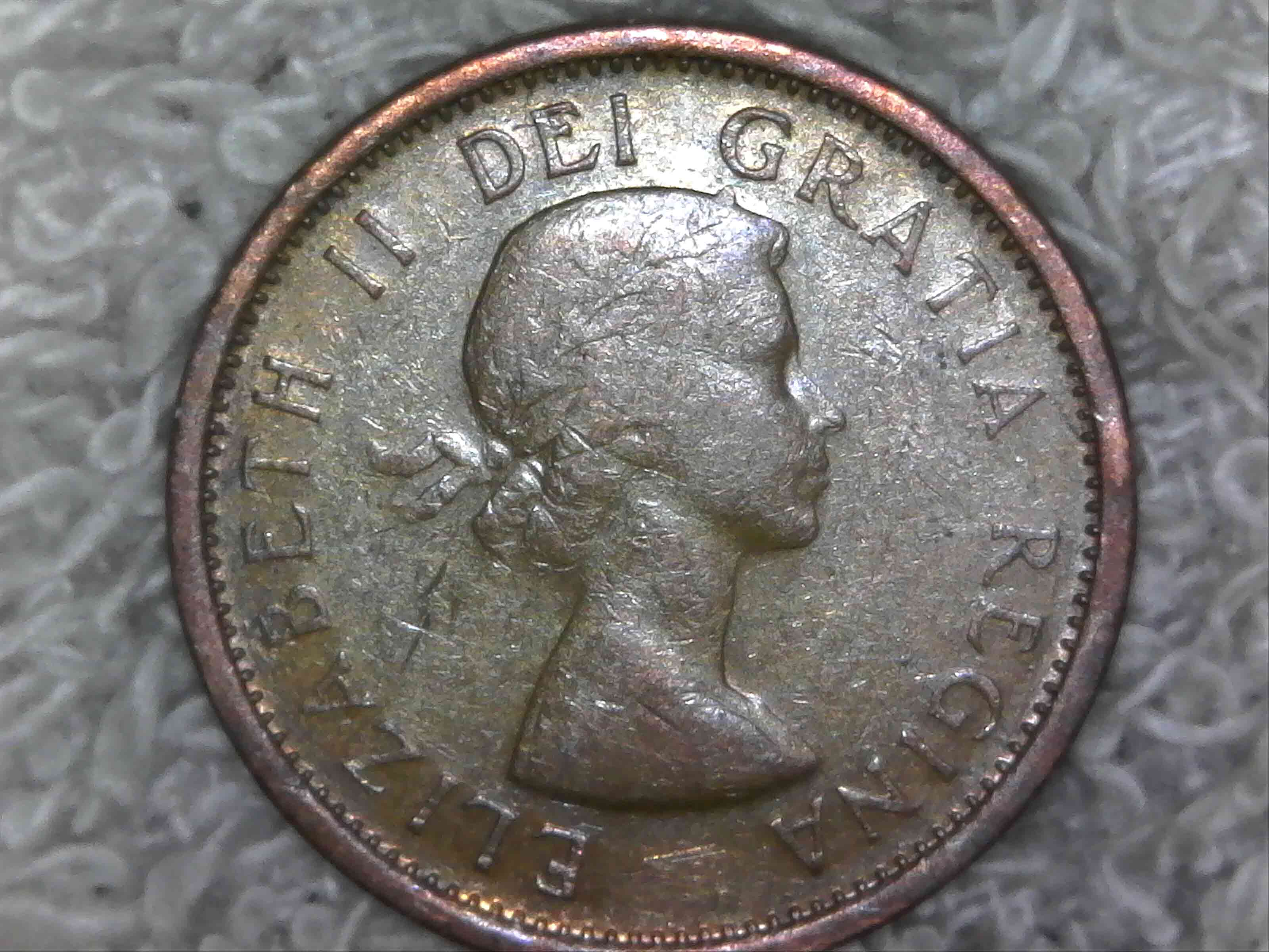 1955-Canadian-Cent,-Strapless-Or-Just-Worn?